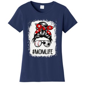 Bleached Mom Life Soccer Messy Bun Baseball Game Day Women's T-Shirt