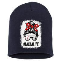 Bleached Mom Life Soccer Messy Bun Baseball Game Day Short Acrylic Beanie