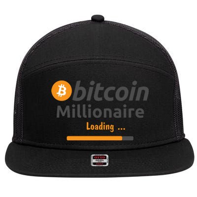 Bitcoin Millionaire Loading, Funny Bitcoin, Cryptocurrency, Bitcoin Crypto 7 Panel Mesh Trucker Snapback Hat