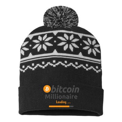 Bitcoin Millionaire Loading, Funny Bitcoin, Cryptocurrency, Bitcoin Crypto USA-Made Snowflake Beanie