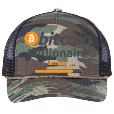 Bitcoin Millionaire Loading, Funny Bitcoin, Cryptocurrency, Bitcoin Crypto Retro Rope Trucker Hat Cap