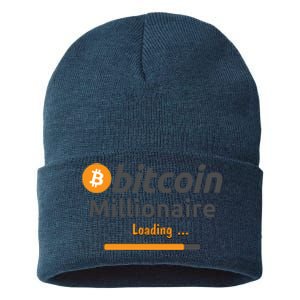 Bitcoin Millionaire Loading, Funny Bitcoin, Cryptocurrency, Bitcoin Crypto Sustainable Knit Beanie