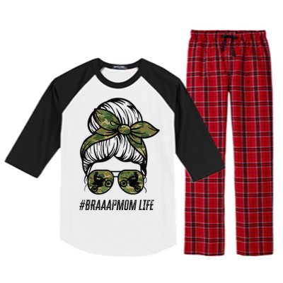 Braaap Mom Life Dirt Bike Motocross Messy Bun Dirt Bike Raglan Sleeve Pajama Set