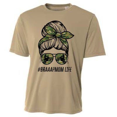 Braaap Mom Life Dirt Bike Motocross Messy Bun Dirt Bike Cooling Performance Crew T-Shirt