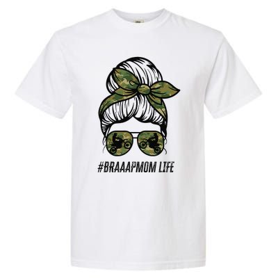 Braaap Mom Life Dirt Bike Motocross Messy Bun Dirt Bike Garment-Dyed Heavyweight T-Shirt