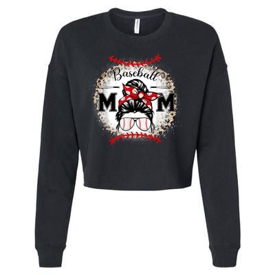 Baseball Mom Leopard Happy Mothers Day For Women Cropped Pullover Crew