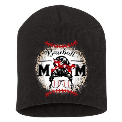 Baseball Mom Leopard Happy Mothers Day For Women Short Acrylic Beanie
