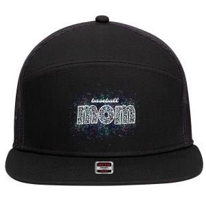 Baseball Mom Leopard Print Proud Baseball Mom Biggest Fan Cute Gift 7 Panel Mesh Trucker Snapback Hat