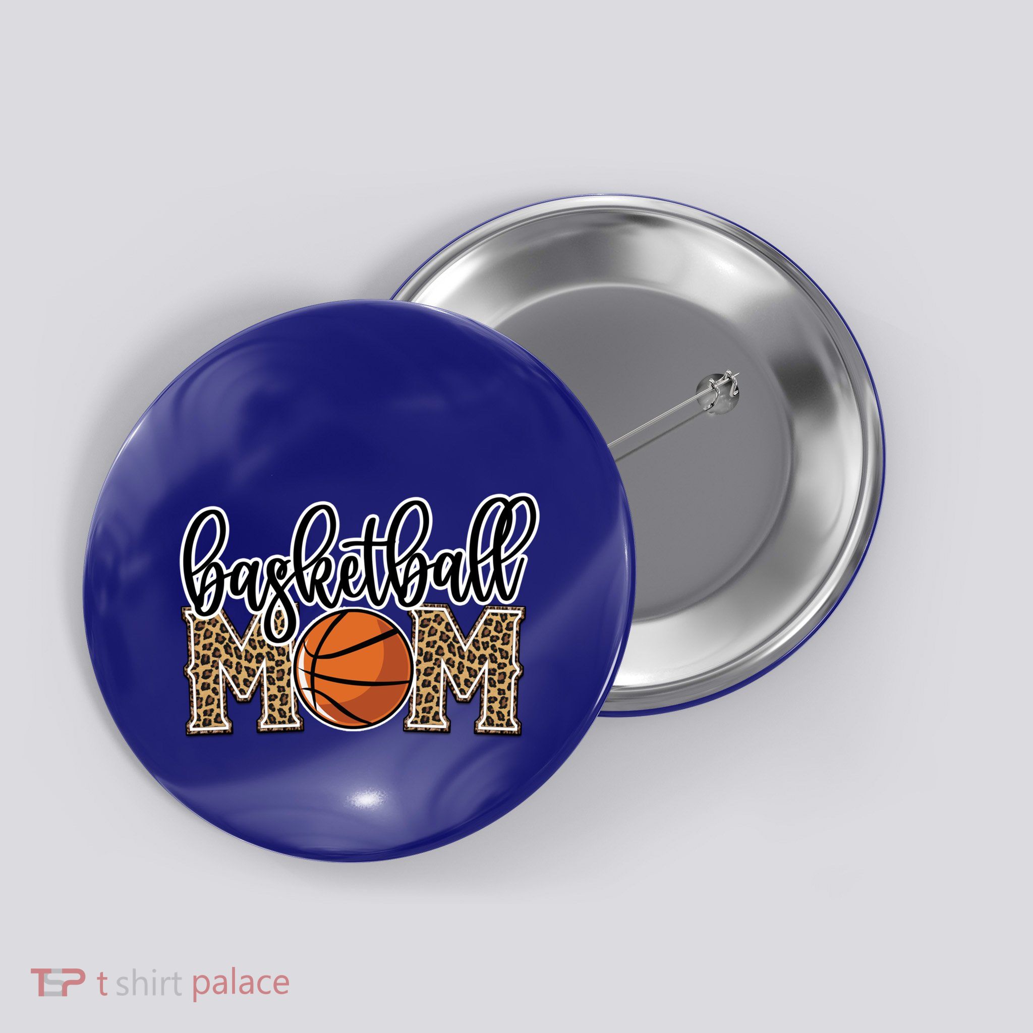 Basketball Mom Leopard Print Cheetah Proud Mom Sport Gift Button