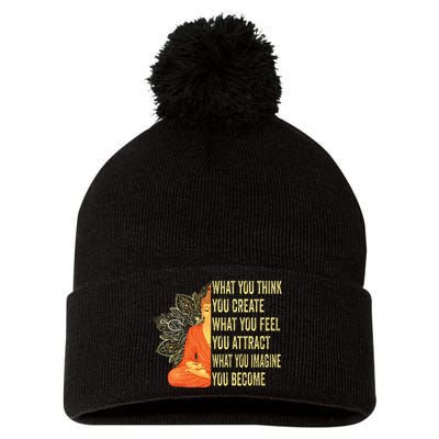 Buddha Meditation Law Of Attraction Pom Pom 12in Knit Beanie