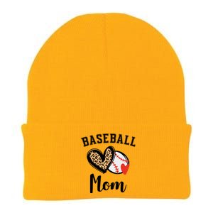 Baseball Mom Leopard Heart Gift Knit Cap Winter Beanie