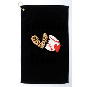 Baseball Mom Leopard Heart Gift Platinum Collection Golf Towel