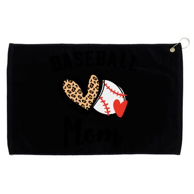 Baseball Mom Leopard Heart Gift Grommeted Golf Towel