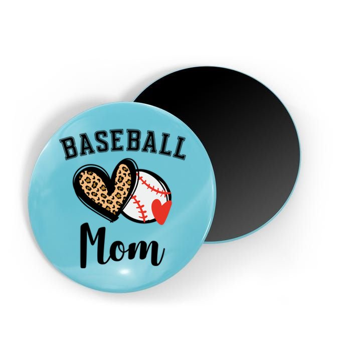 Baseball Mom Leopard Heart Gift Magnet