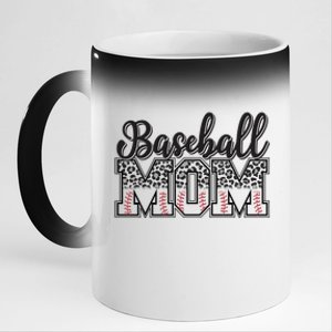 Baseball Mom Leopard Funny Softball Mom MotherS Day Gift 11oz Black Color Changing Mug