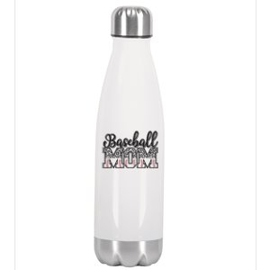 Baseball Mom Leopard Funny Softball Mom MotherS Day Gift Stainless Steel Insulated Water Bottle