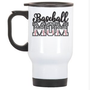 Baseball Mom Leopard Funny Softball Mom MotherS Day Gift Stainless Steel Travel Mug