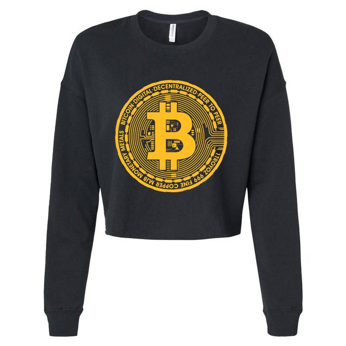 Bitcoin Matrix Logo Cryptocurrency Cropped Pullover Crew