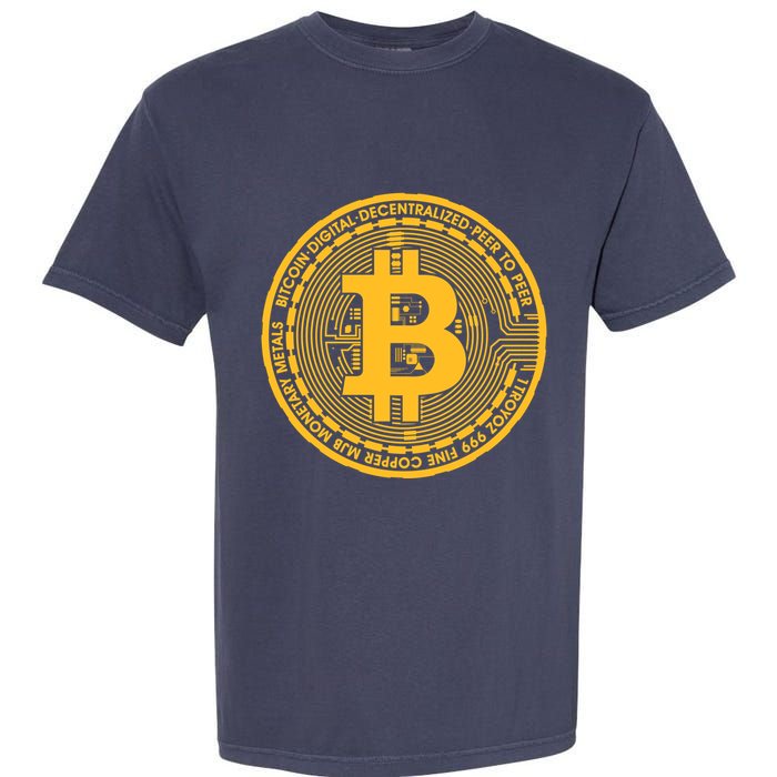 Bitcoin Matrix Logo Cryptocurrency Garment-Dyed Heavyweight T-Shirt