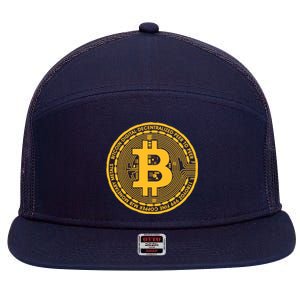 Bitcoin Matrix Logo Cryptocurrency 7 Panel Mesh Trucker Snapback Hat