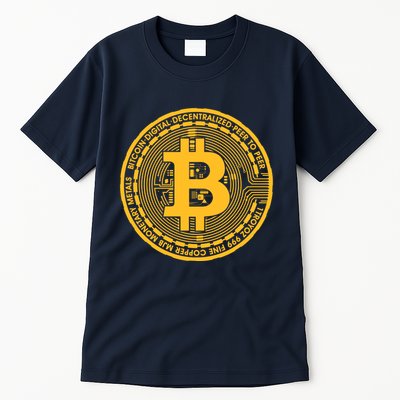 Bitcoin Matrix Logo Cryptocurrency Tall T-Shirt