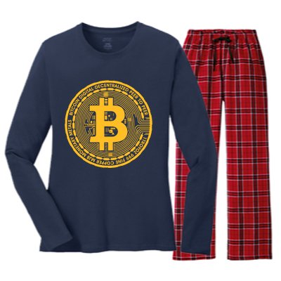 Bitcoin Matrix Logo Cryptocurrency Women's Long Sleeve Flannel Pajama Set 