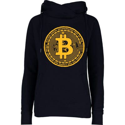 Bitcoin Matrix Logo Cryptocurrency Womens Funnel Neck Pullover Hood