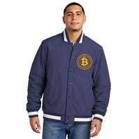 Bitcoin Matrix Logo Cryptocurrency Insulated Varsity Jacket