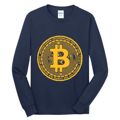 Bitcoin Matrix Logo Cryptocurrency Tall Long Sleeve T-Shirt