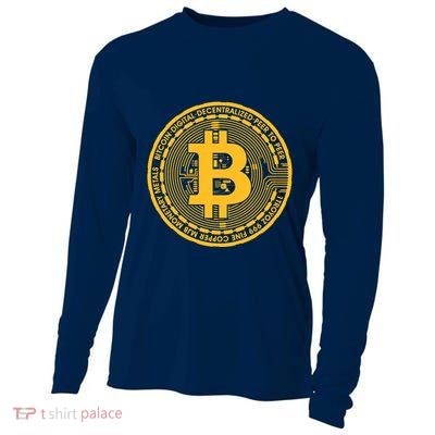 Bitcoin Matrix Logo Cryptocurrency Cooling Performance Long Sleeve Crew