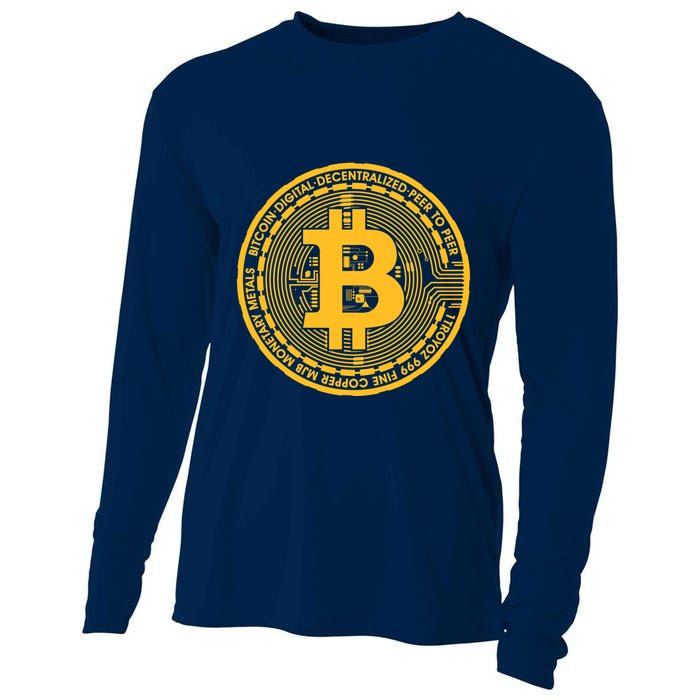 Bitcoin Matrix Logo Cryptocurrency Cooling Performance Long Sleeve Crew