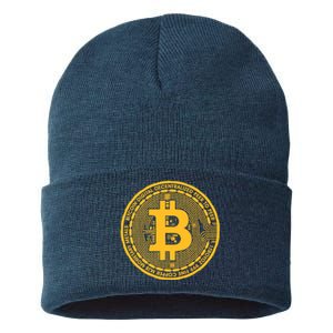 Bitcoin Matrix Logo Cryptocurrency Sustainable Knit Beanie