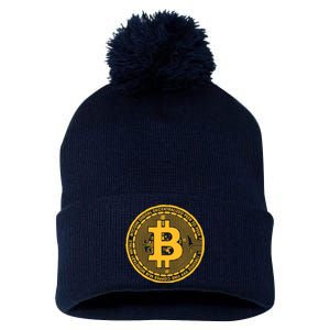 Bitcoin Matrix Logo Cryptocurrency Pom Pom 12in Knit Beanie