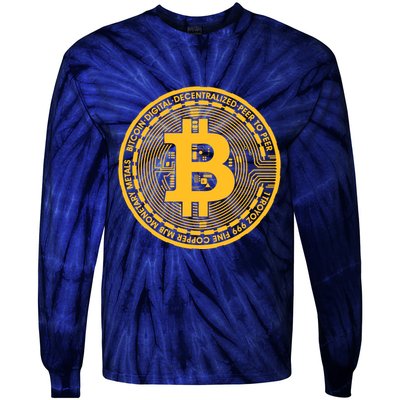 Bitcoin Matrix Logo Cryptocurrency Tie-Dye Long Sleeve Shirt