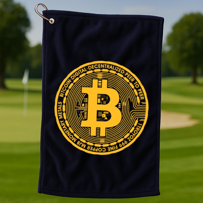 Bitcoin Matrix Logo Cryptocurrency Golf Towel