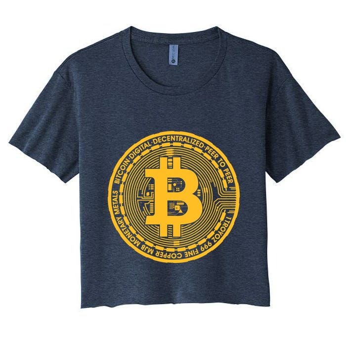 Bitcoin Matrix Logo Cryptocurrency Women's Crop Top Tee