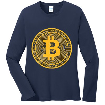 Bitcoin Matrix Logo Cryptocurrency Ladies Long Sleeve Shirt