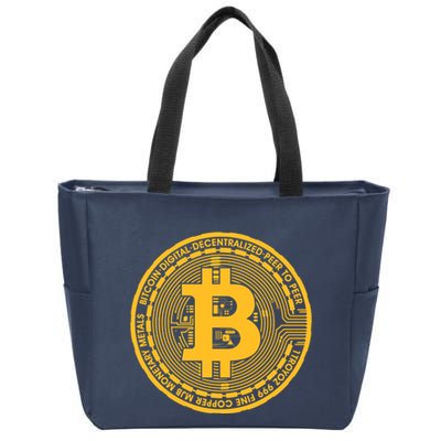 Bitcoin Matrix Logo Cryptocurrency Zip Tote Bag