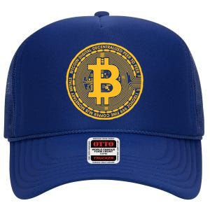 Bitcoin Matrix Logo Cryptocurrency High Crown Mesh Back Trucker Hat