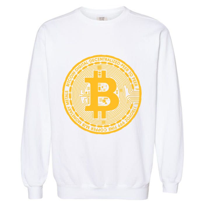 Bitcoin Matrix Logo Cryptocurrency Garment-Dyed Sweatshirt