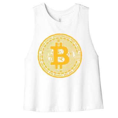 Bitcoin Matrix Logo Cryptocurrency Women's Racerback Cropped Tank