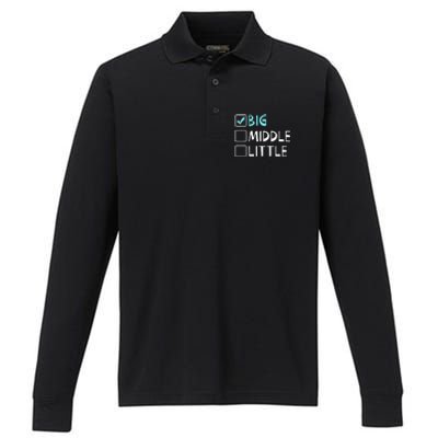 Big Middle Little Big Brother Gift Performance Long Sleeve Polo