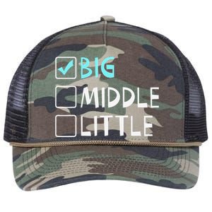 Big Middle Little Big Brother Gift Retro Rope Trucker Hat Cap