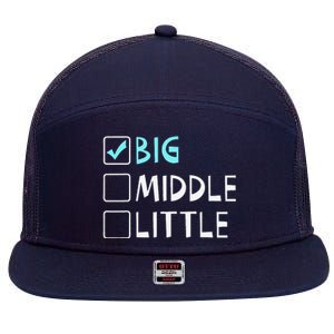 Big Middle Little Big Brother Gift 7 Panel Mesh Trucker Snapback Hat