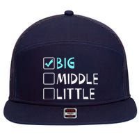 Big Middle Little Big Brother Gift 7 Panel Mesh Trucker Snapback Hat