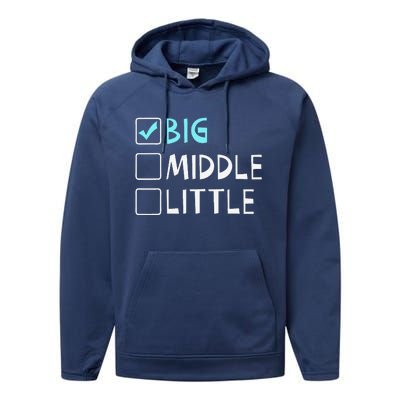 Big Middle Little Big Brother Gift Performance Fleece Hoodie