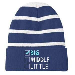 Big Middle Little Big Brother Gift Striped Beanie with Solid Band