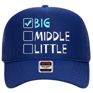 Big Middle Little Big Brother Gift High Crown Mesh Back Trucker Hat