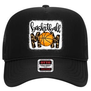 Basketball Mom Leopard Basketball Mama High Crown Mesh Back Trucker Hat