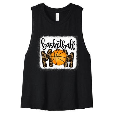 Basketball Mom Leopard Basketball Mama Women's Racerback Cropped Tank